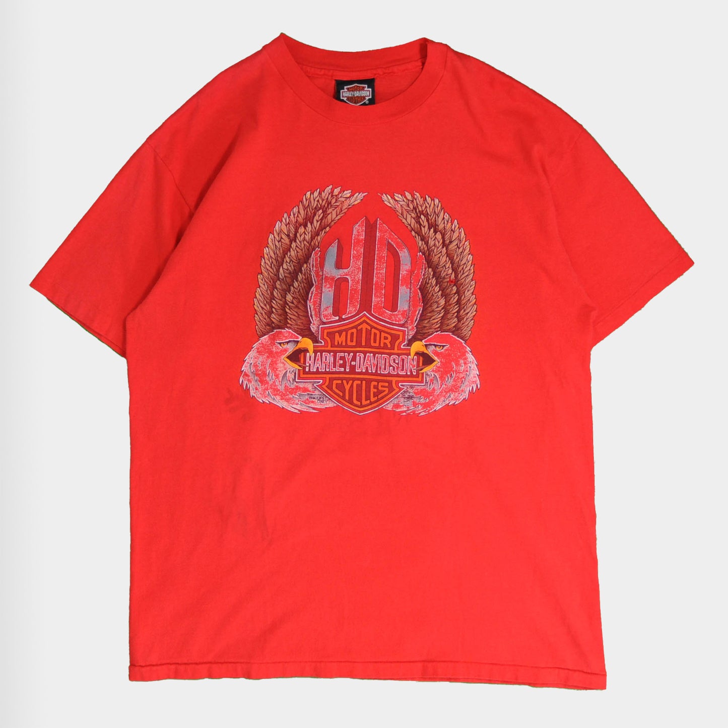 90's HarleyDavidson HDイーグル HーD of Glendale Tシャツ 赤(XL)/A4048T-SO