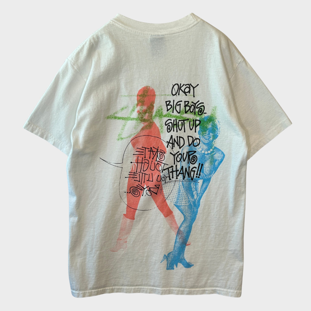 00's Stussy For Jah Irie Feeling "Okey Big Boy" アートTシャツ 白 (S)/B2502T-SO
