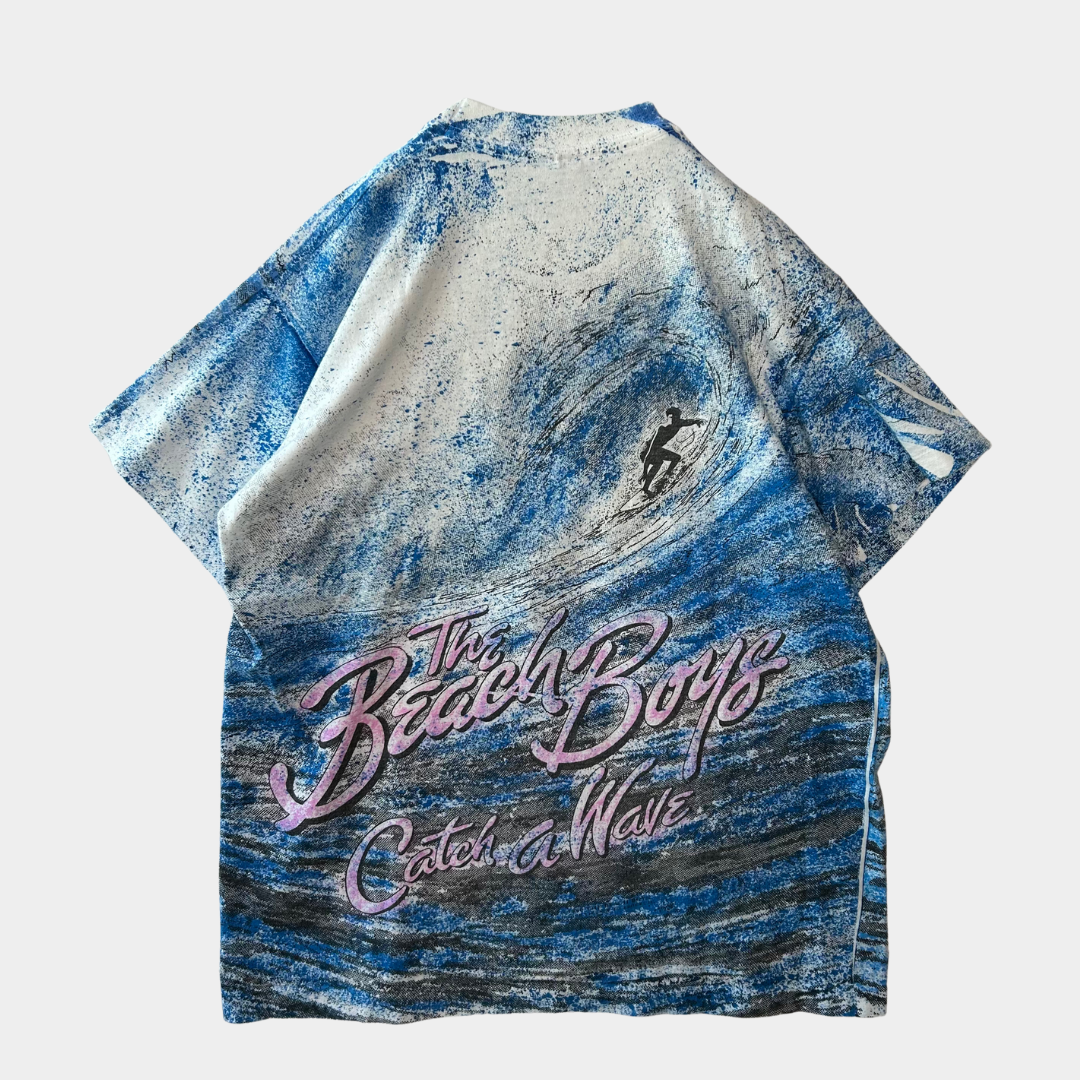 90's Fruit of The Loom The Beach Boys Catch a Weave サーフィン オールオーバープリントTシャツ(XL)/A6424T-SO
