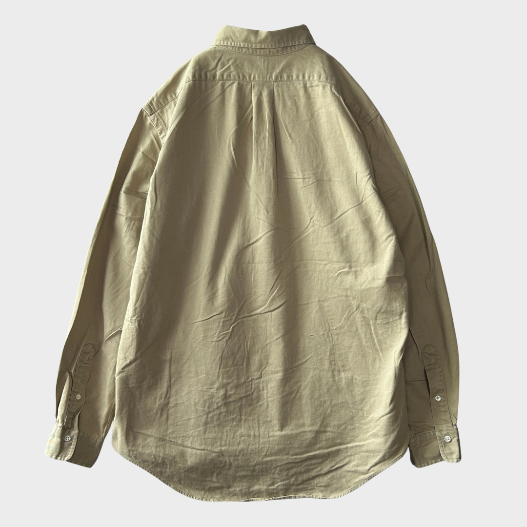 00's Ralph Lauren ラルフローレン 無地シャツ ベージュ (L)/A7944SH-SO