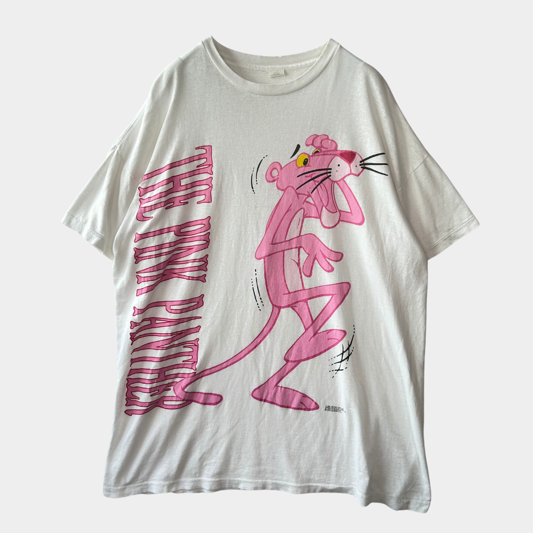 90's The PINK PANTHER ピンクパンサー キャラクターTシャツ アニメ 白(One Size)/B2150T-SO