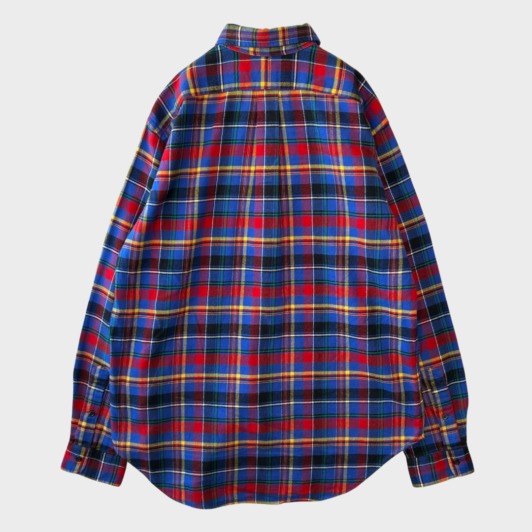 00's Ralph Lauren ラルフローレン チェックシャツ 青赤黄緑白 (L)/B1133S-SO