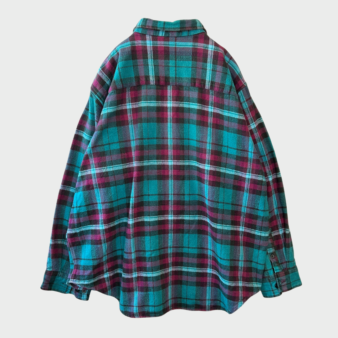 00's Wear Guard フランネルチェックシャツ ターコイズブルー マゼンタ 黒 (XXL)/B3055SH-SO