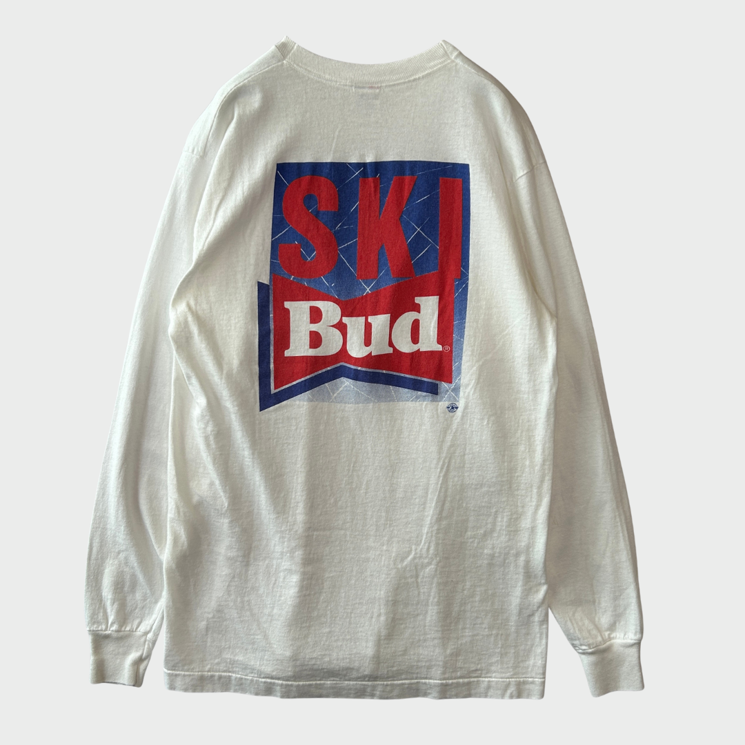 00's Fruit Of The Loom バドワイザー アルコールロングTシャツ 白 (L)/B3045T-SO