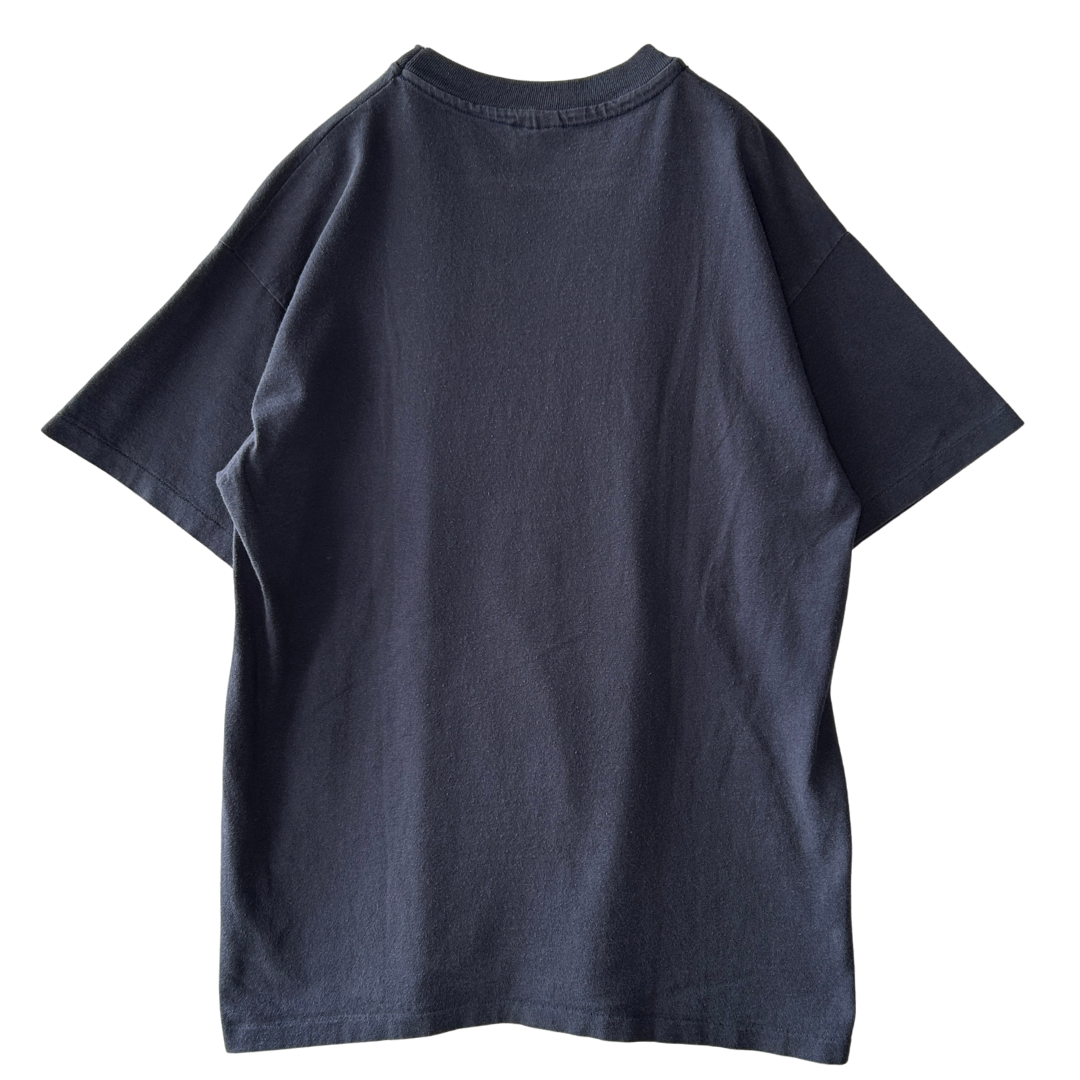 90's anvil GROUCH オスカー・ザ・グラウチ セサミストリート キャラクターTシャツ 紺 (L)/B2080T-SO