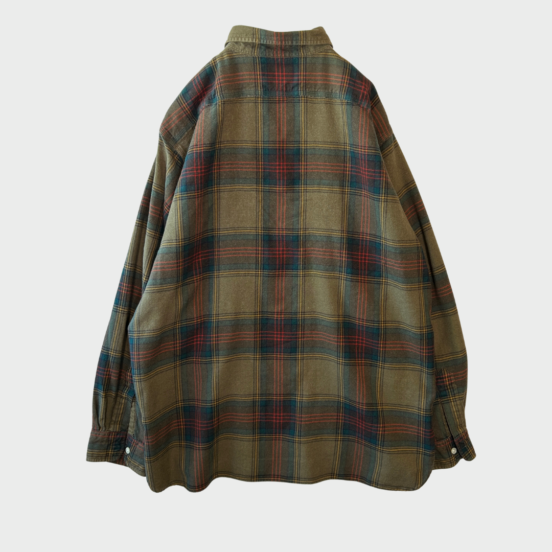 00's Ralph Lauren ラルフローレン チェックシャツ EMMONS カーキ (L)/A7870S-SO