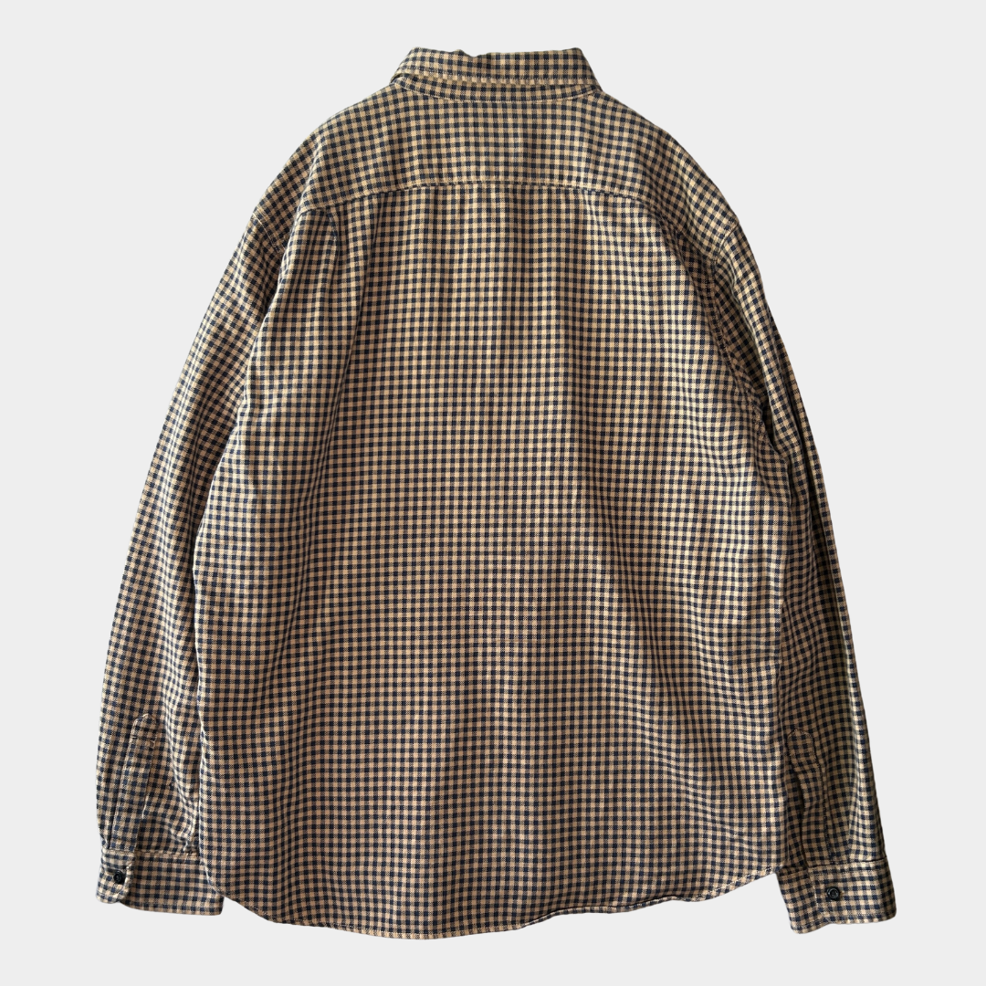 00's J.CREW cotton work type shirt コットン ワーク シャツ ブラック 茶 (XL)/A8505SH-SO