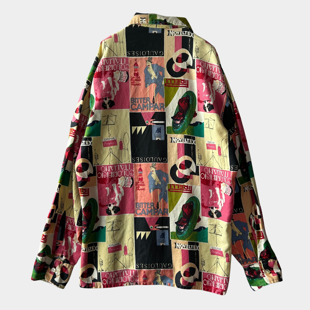 70's JOHN HENRY l/s shirt ジョンヘンリー 総柄シャツ ピンク (L)/A8093SH-SO