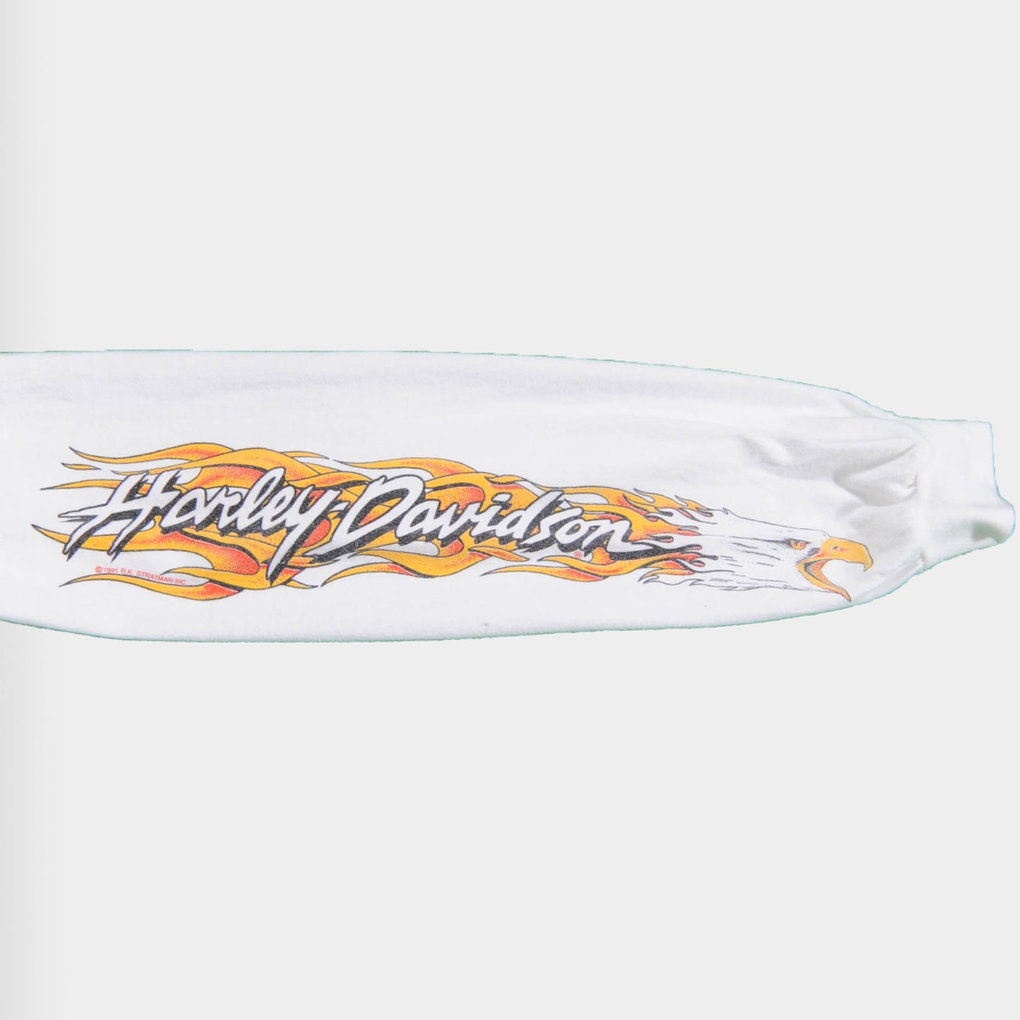 90's HARLEY DAVIDSON ファイヤーイーグル ロングスリーブ プリントTシャツ 白(LG)/A2662T-SO