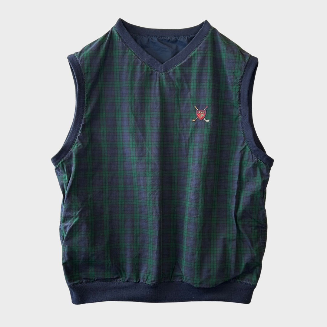 00's POLO GOLF Ralph Lauren ラルフローレン リバーシブルベスト 紺緑 (サイズ不明)/A7717V-SO