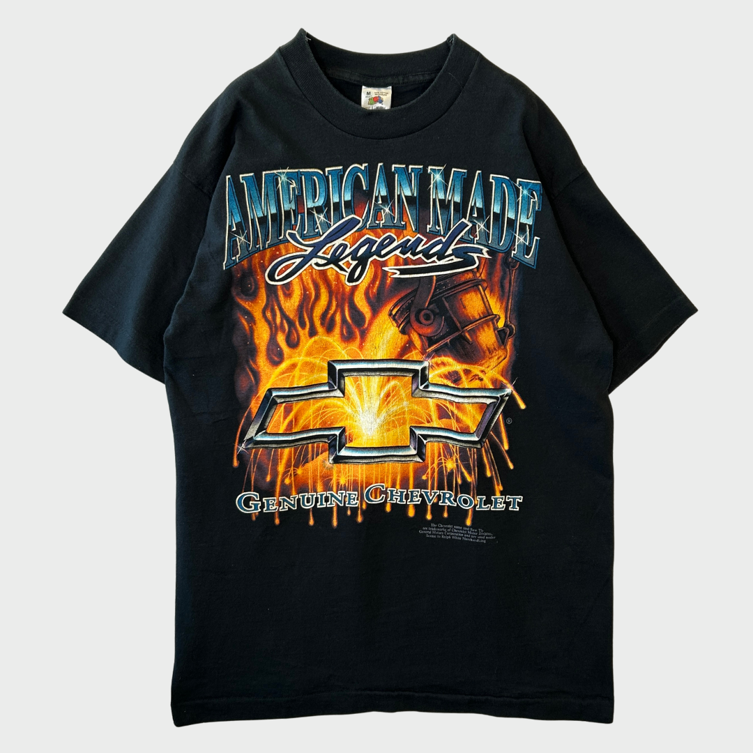 90's FRUIT OF THE LOOM American Made Legends Genuine Chevrolet シボレー ボウタイロゴTシャツ 黒 (M)/B2779T-SO
