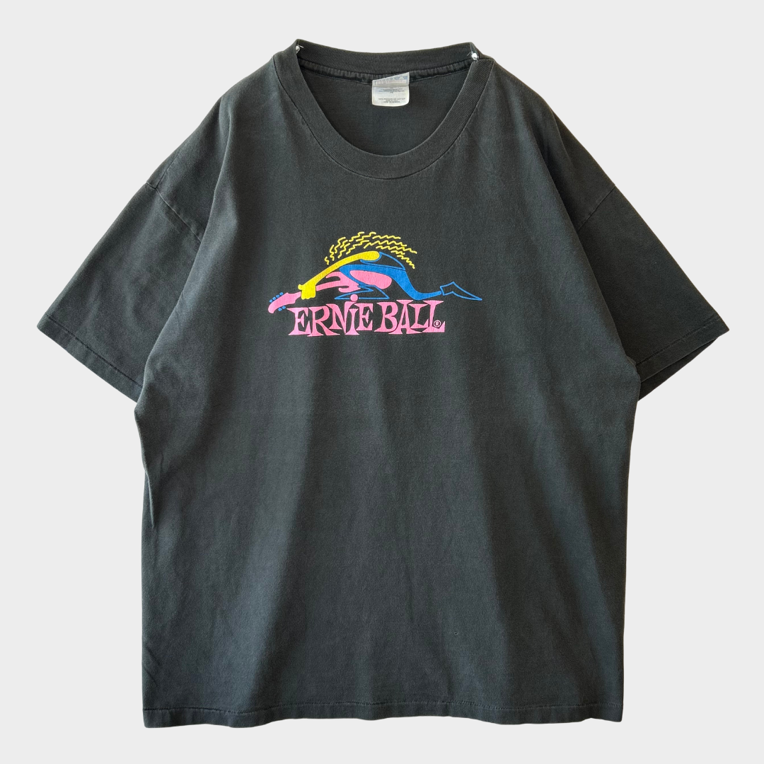 90's Hanes ERNIE BALL 企業 プリントTシャツ 黒 XL/A7065T-SO