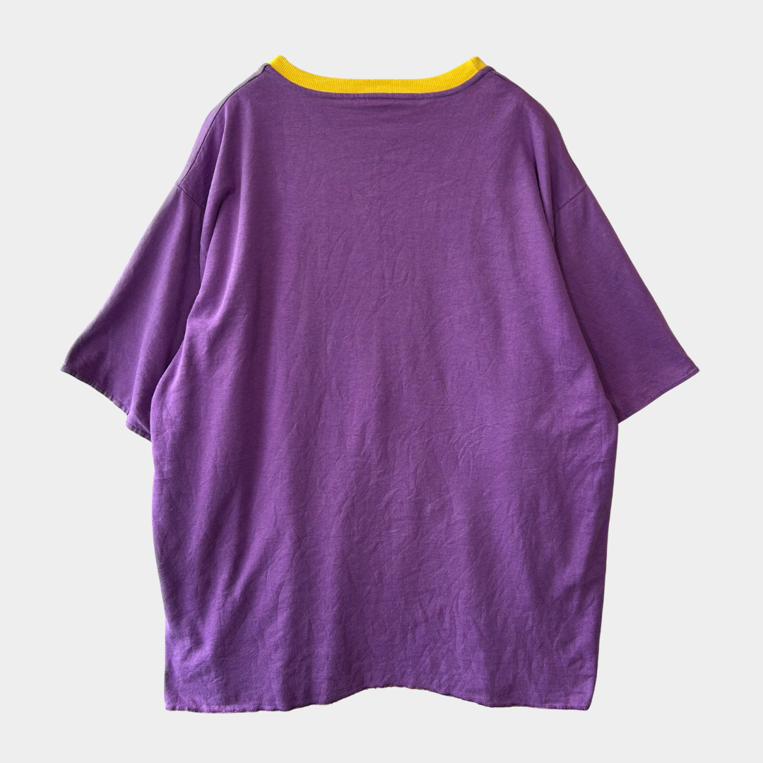 90's Russell ラッセル ダブルフェイスTシャツ 黄色紫(XL)/A6817T-SO