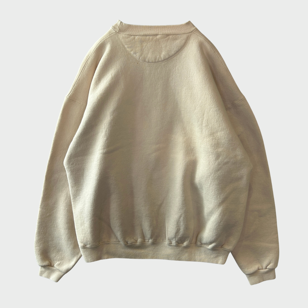 90's SANTEE HVYWT Outdoor Life ドッグプリント アニマル スウェット ベージュ L /B2931S-SO