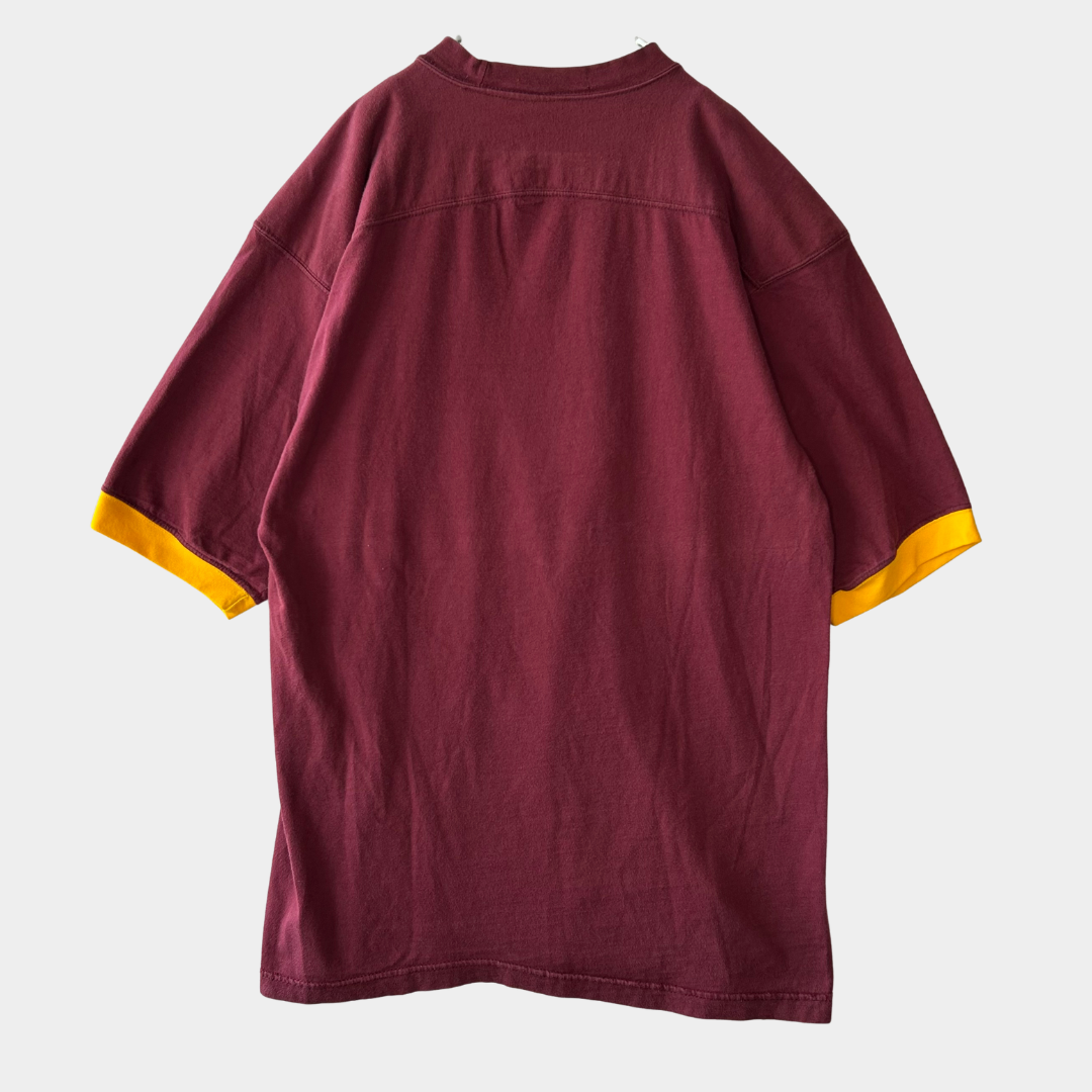 70's Russell football T-shirt "Pikes" フットボール Tシャツ えんじ (L)/A4256T-SO