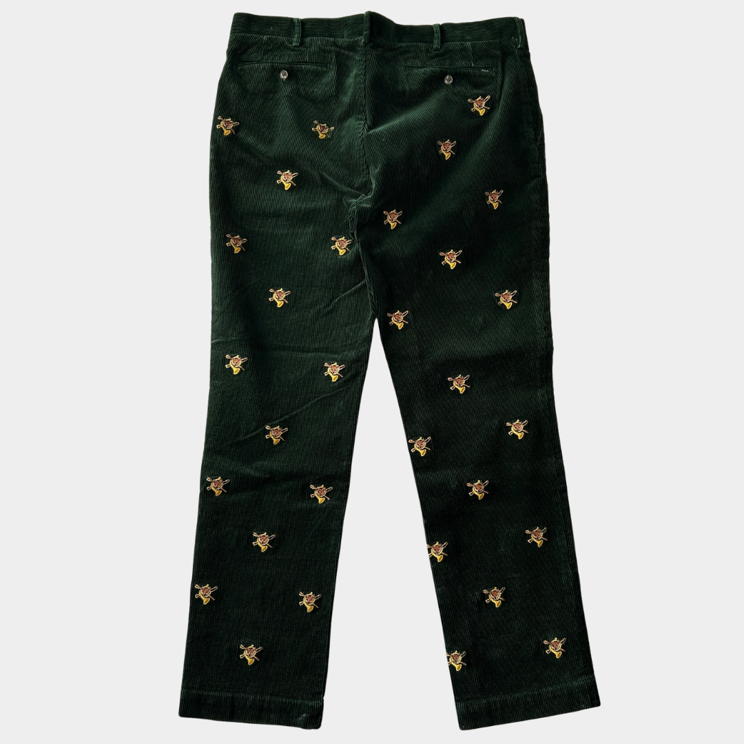 00's Polo Ralph Lauren corduroy pants fox ポロ ラルフローレン 狐 楽器 刺繍 コーデュロイ パンツ (38 34)/A4914P-SO
