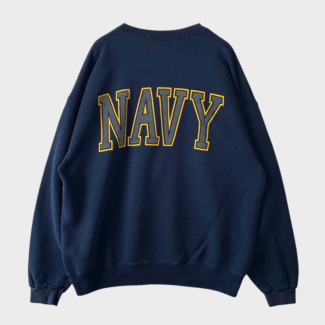 80's Soffe US NAVY ミリタリースウェット 紺 (L)/A7893S-SO
