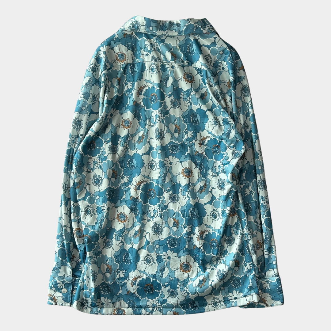 70's JC Penney The men's shop JCペニー ポリエステル シャツ 開襟 ブルー (L)/B2950SH-SO