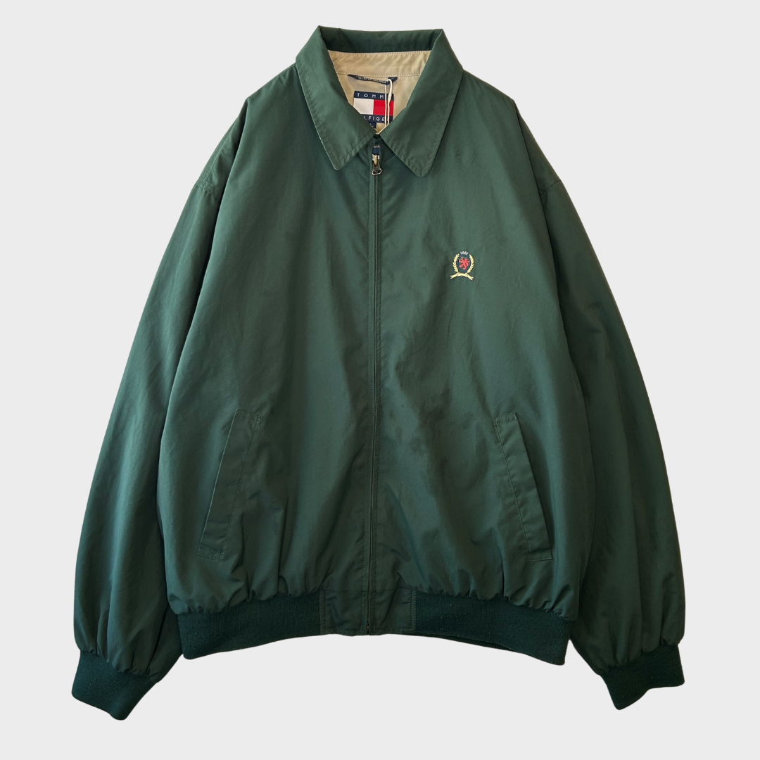 【781】90'sトミーヒルフィガースイングトップ緑 90年代 ビンテージ トミーヒルフィガー ハーフ丈 コットン