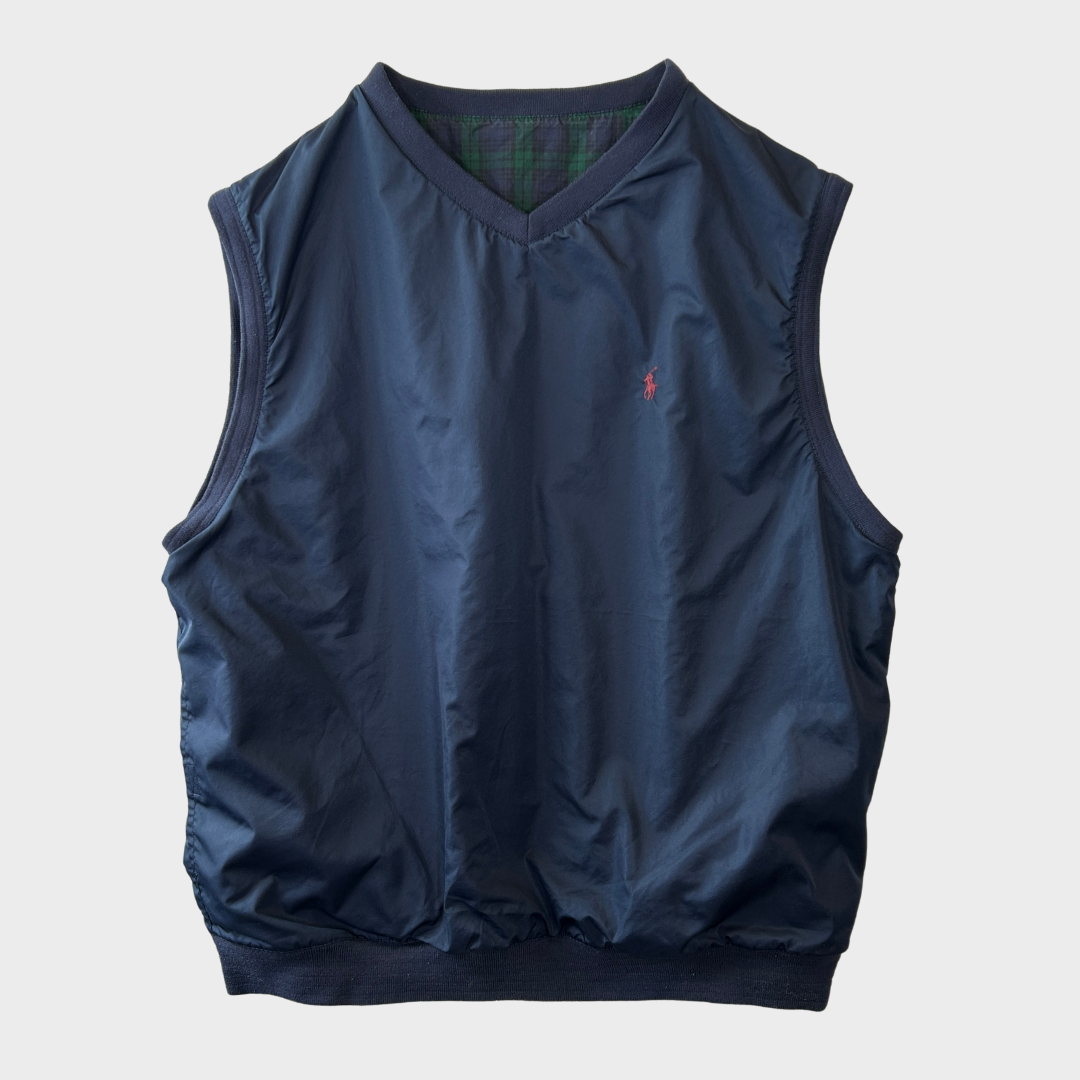00's POLO GOLF Ralph Lauren ラルフローレン リバーシブルベスト 紺緑 (サイズ不明)/A7717V-SO