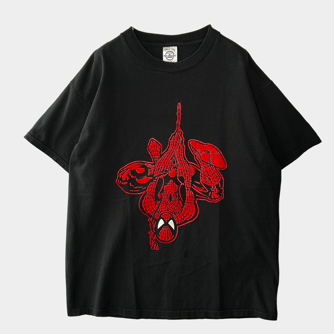 00's DELTA SPIDER MAN スパイダーマン Tシャツ フロッキー 黒(L)A7108T-SO