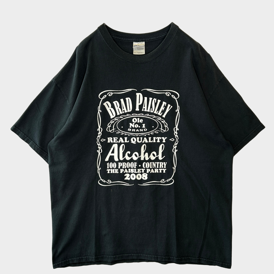 00's GILDAN ブラッド・ペイズリー ALCOHOL ジャックダニエルパロディ Tシャツ 黒 XL/B1929T-SO
