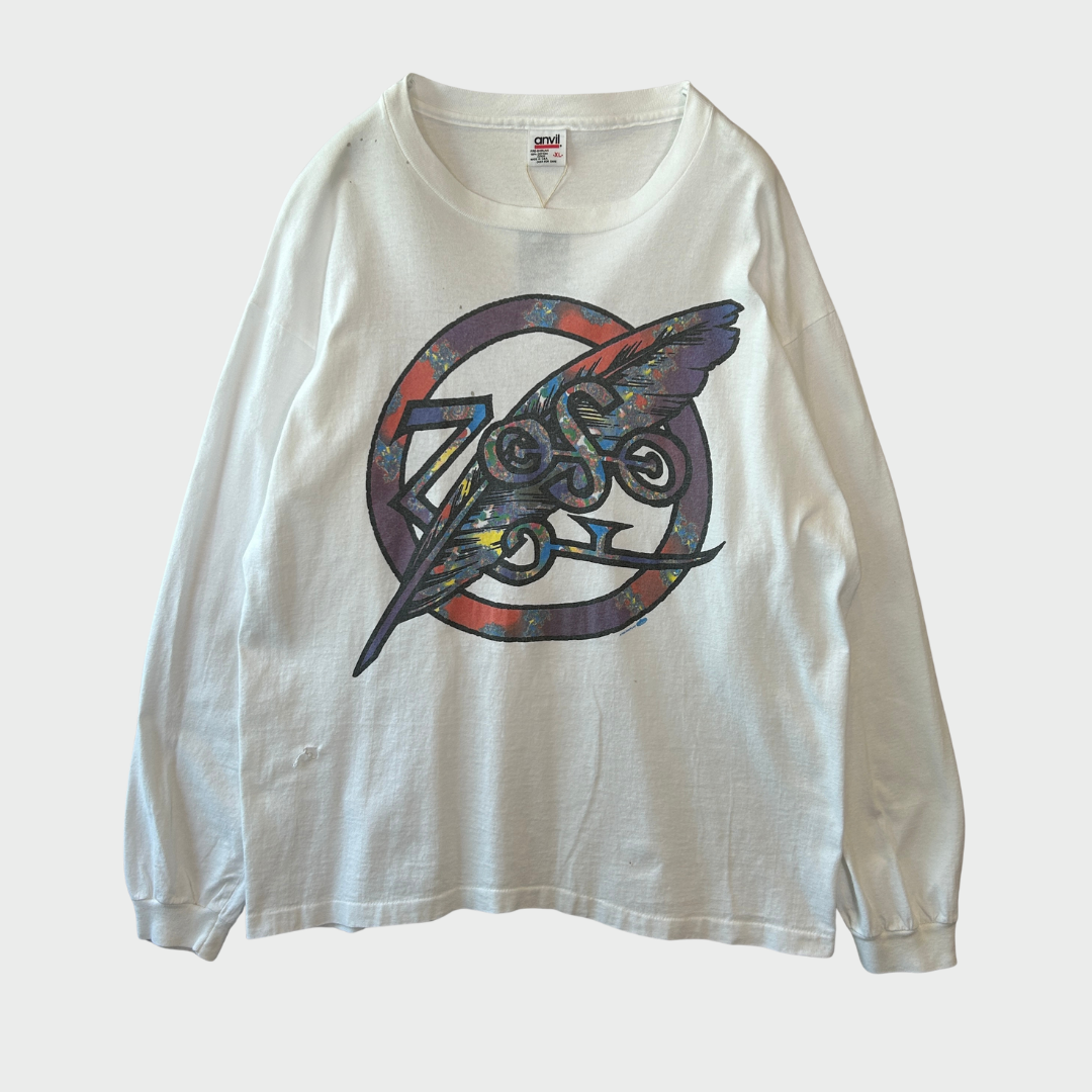 90's anvil Led Zeppelin jimmy page&robert plant バンド ロンT 白 XL /A6554T-SO