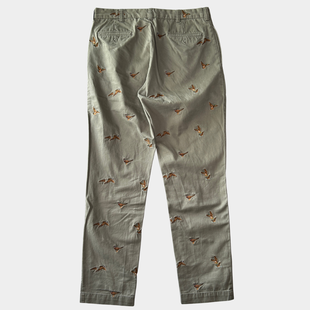 00's Polo Ralph Lauren twill pants ポロ ラルフローレン 雉 刺繍 パンツ グレー (36L)/B1457P-SO