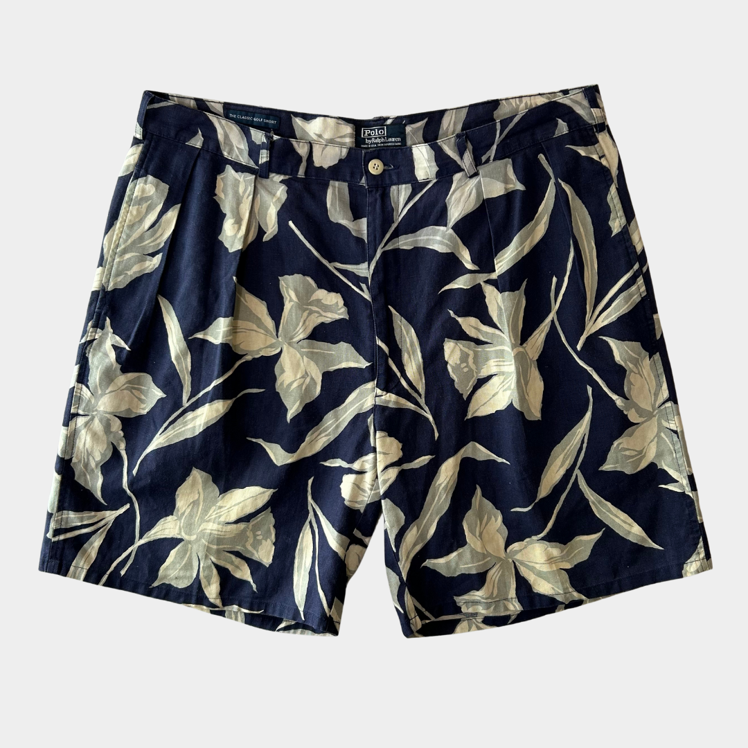 90's Polo Ralph Lauren”THE CLASSIC GOLF SHORT" アロハショーツ リネン/コットン混紡 (W38)/A3910P-SO