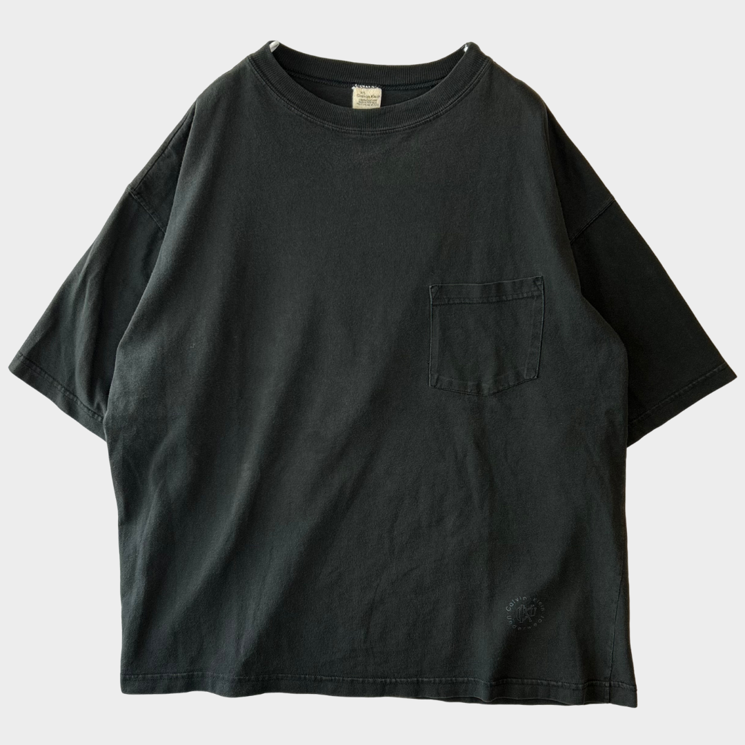 90's Calvin Klein 胸ポケット付き 無地Tシャツ 黒 XL/A6580T-SO