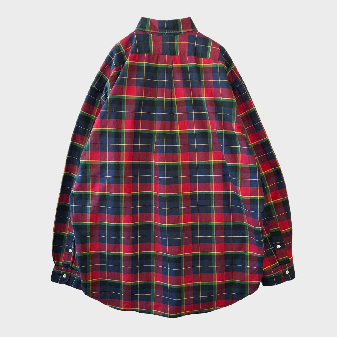 00's Ralph Lauren ラルフローレン チェックシャツ 赤黄緑紺 (XL)/A7669SH-SO