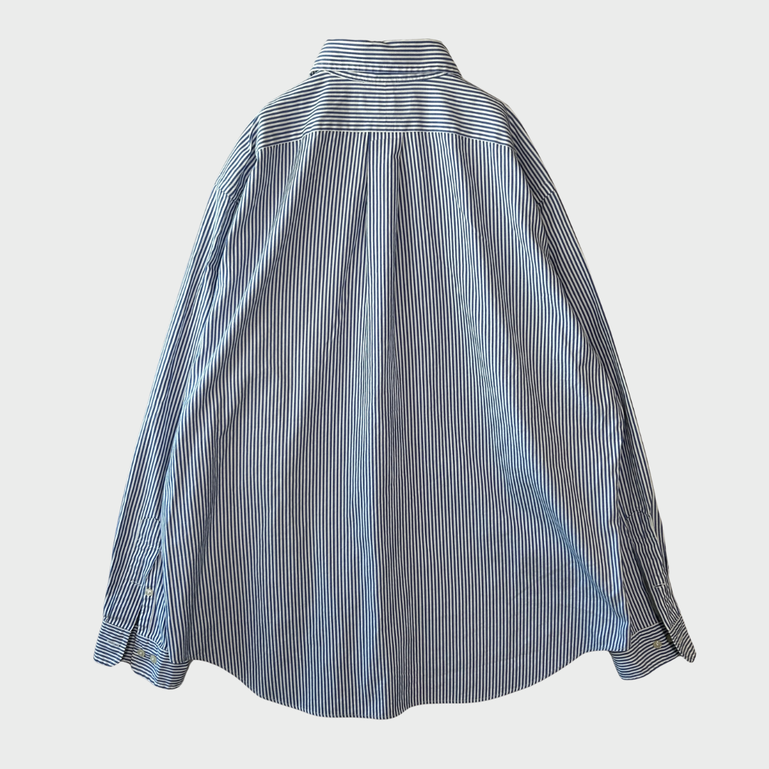 00's Ralph Lauren ラルフローレン ストライプシャツ 白青 (L)/A7969S-SO