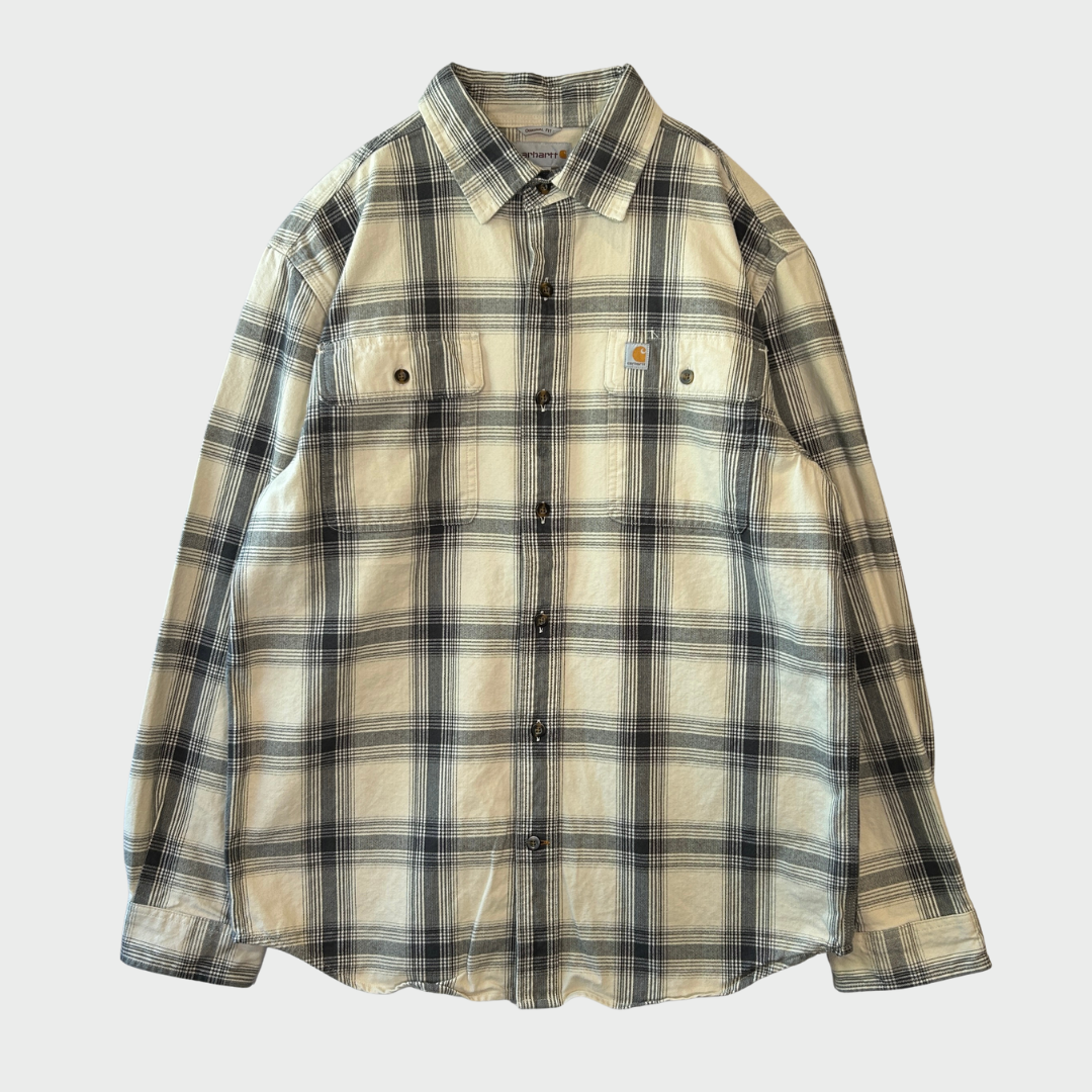 00's Carhartt カーハート フランネルシャツ 白黒灰 (M)/A7948SH-SO