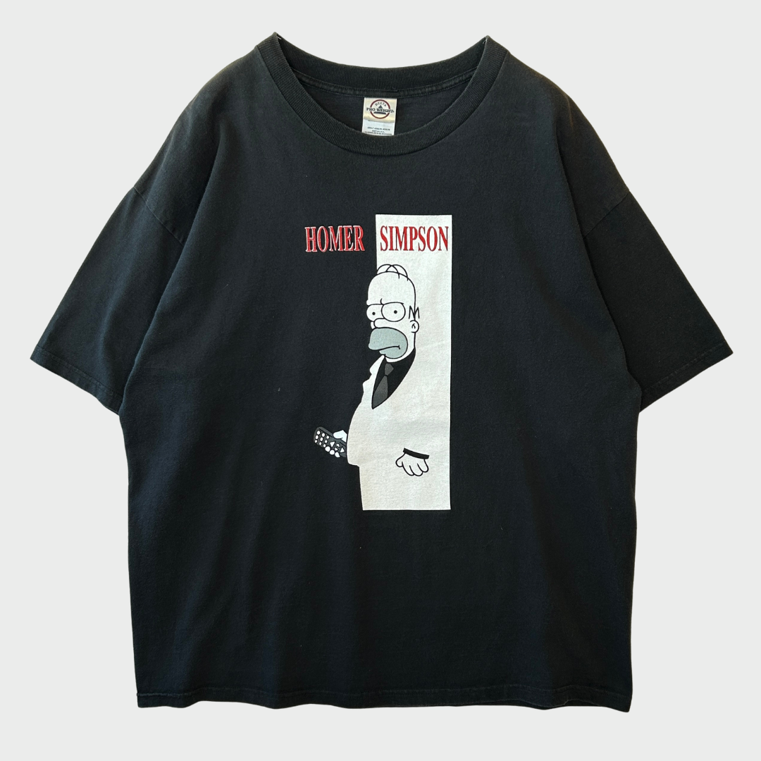 90's DELTA THE SIMPSON 映画”スカーフェイス”パロディー ホマー・シンプソン キャラクターTシャツ 黒 (XL)/B2727T-SO