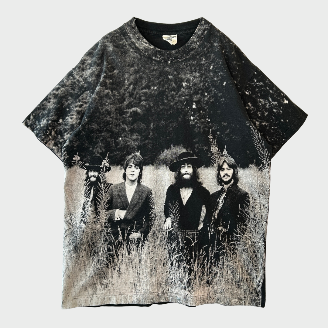 90's The Beatles ビートルズ AOP メンバーフォトTシャツ CRONIES 黒(XL)/A7341T-SO