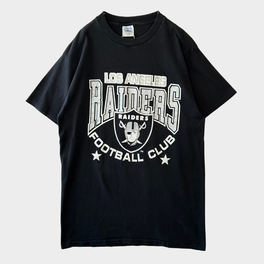 90's TULTEX Los Angeles RAIDERS NFL フットボールTシャツ 黒 (L)/B2707T-SO