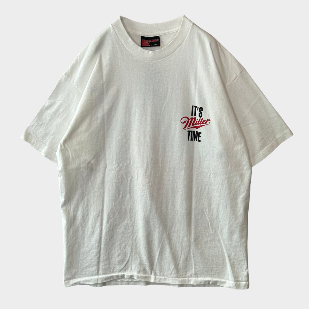 90's HOLOUBEX Miller "IT'S MILLER TIME" お酒 Tシャツ 白 (XL)/B2577T-SO