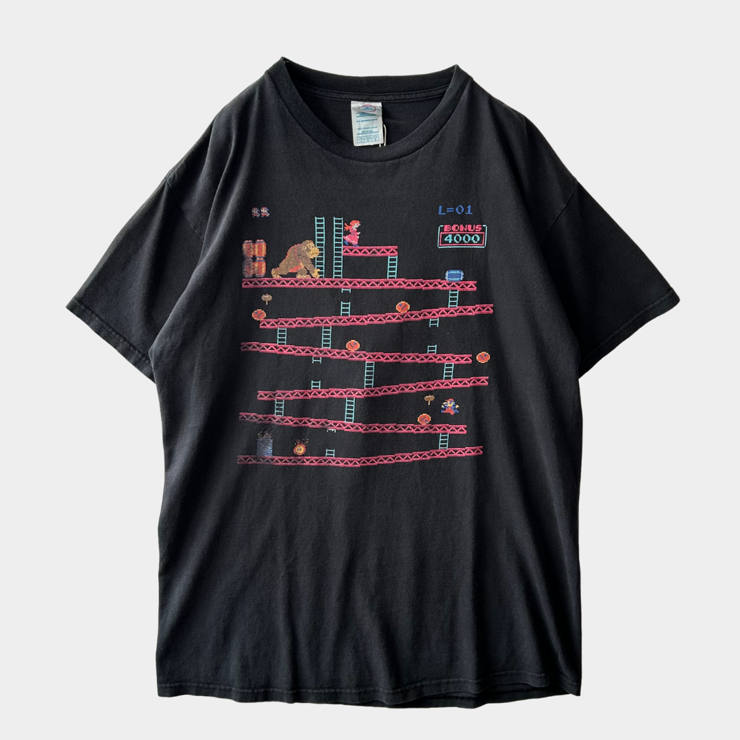 00's DELTA ドンキーコング ゲームTシャツ Nintendo ファミコン アーケード 黒(L)/B2025T-SO