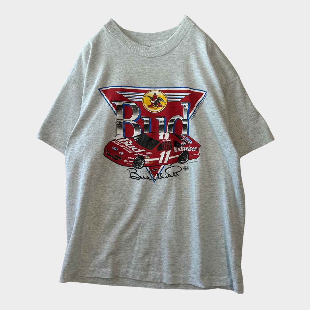 90's Budweiser Bill Elliott Racing T-shirt 白 (XL)/B2036T-SO