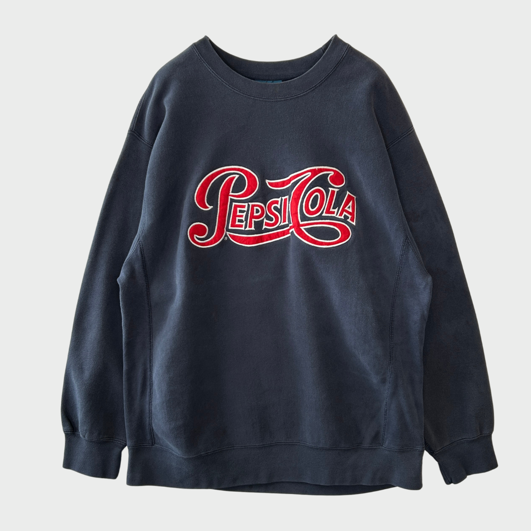 90's MV SPORT PEPSI COLA リバースウィーブ 企業 スウェット ネイビー L /B3058S-SO