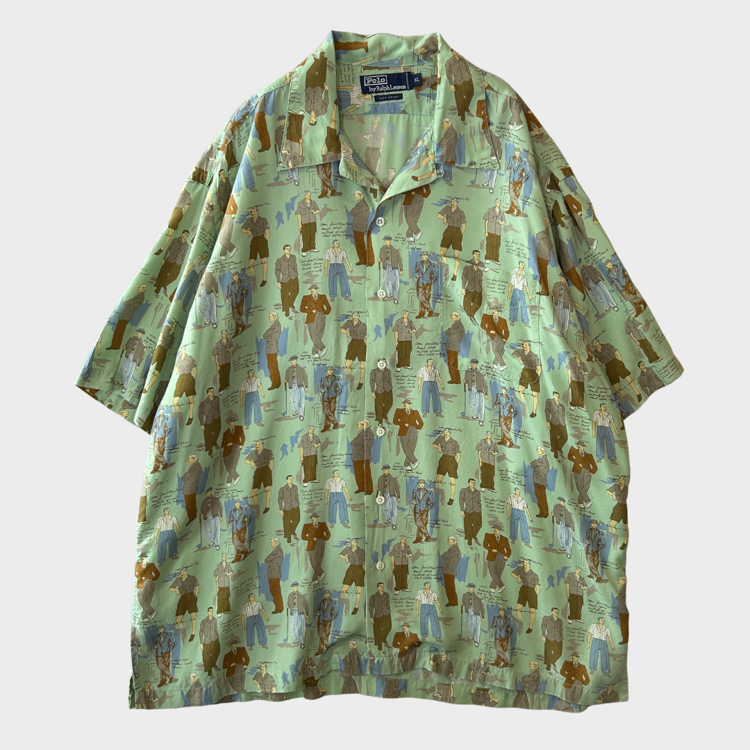 90's Polo by Ralph Lauren ラルフ Old Peoples レーヨンオープンカラーシャツ (XL)/A3725SH-SO