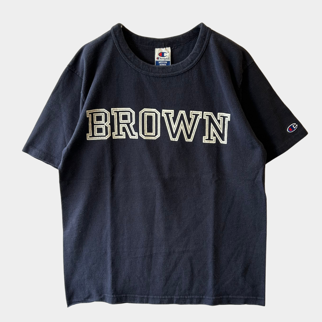 90's Champion BROWN カレッジTシャツ 紺 USA製 (M)/A6889T-SO