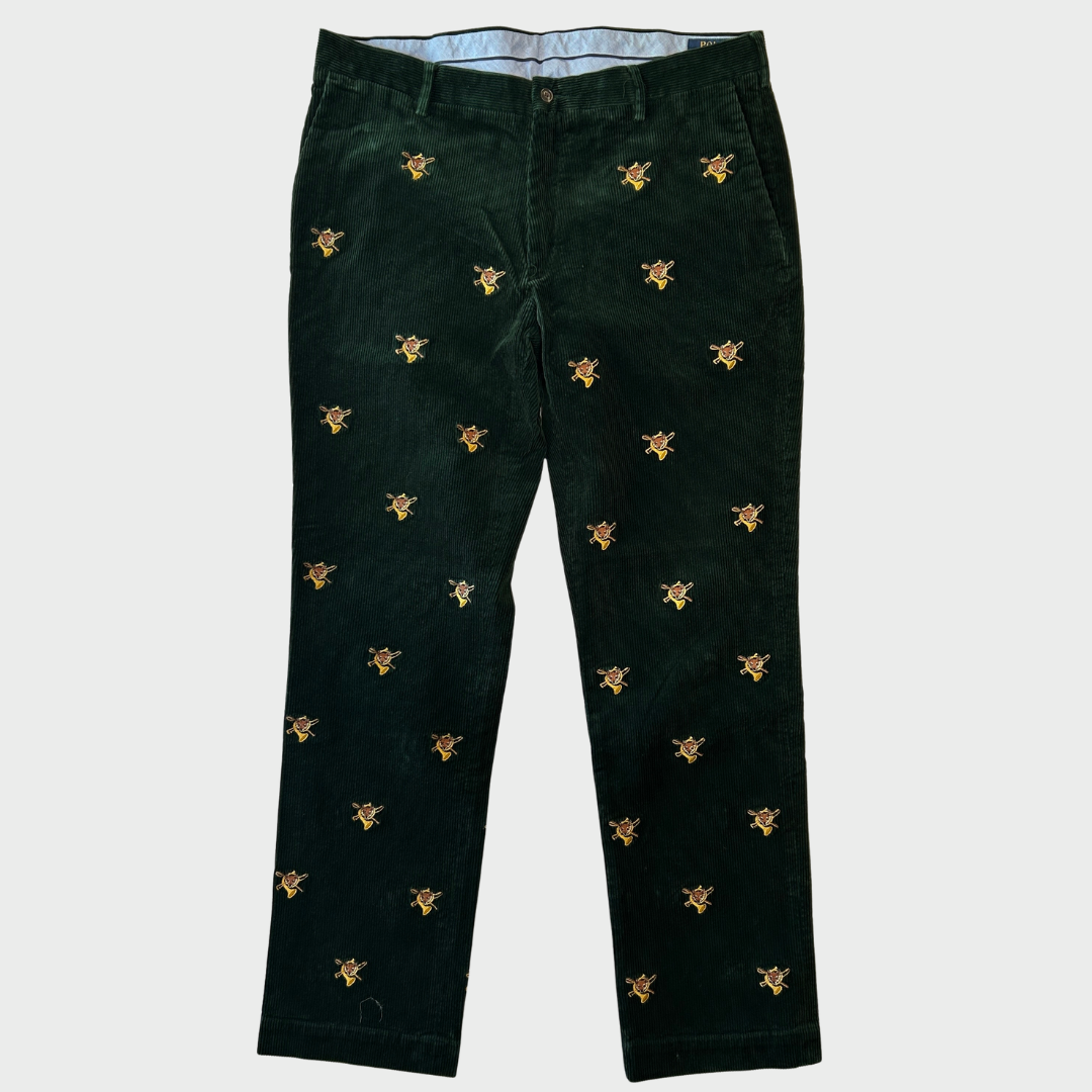 00's POLO Ralph Lauren ラルフローレン アニマル柄 コーデュロイパンツ 緑 (38×34)/A4914P-SO