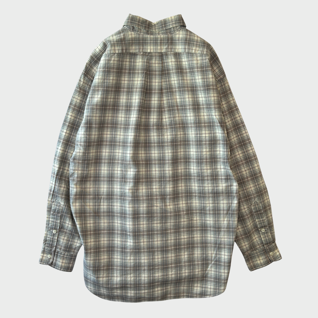 00's Ralph Lauren ラルフローレン チェックシャツ 白灰緑 (L)/A2523S-SO