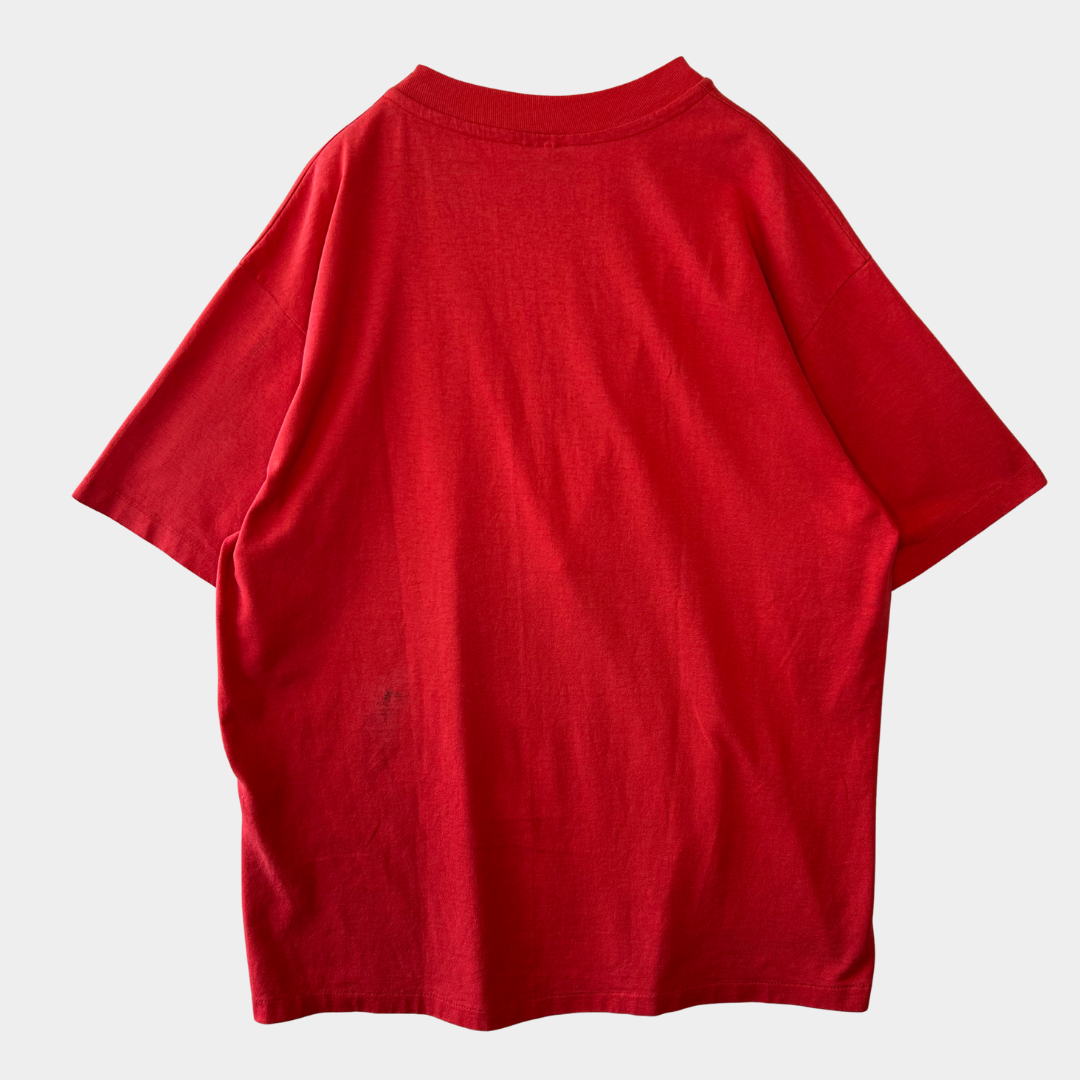 90's "LET'S BONE" スカルTシャツ 四十八手エロT ヘインズ 赤(XL)/A6467T-SO