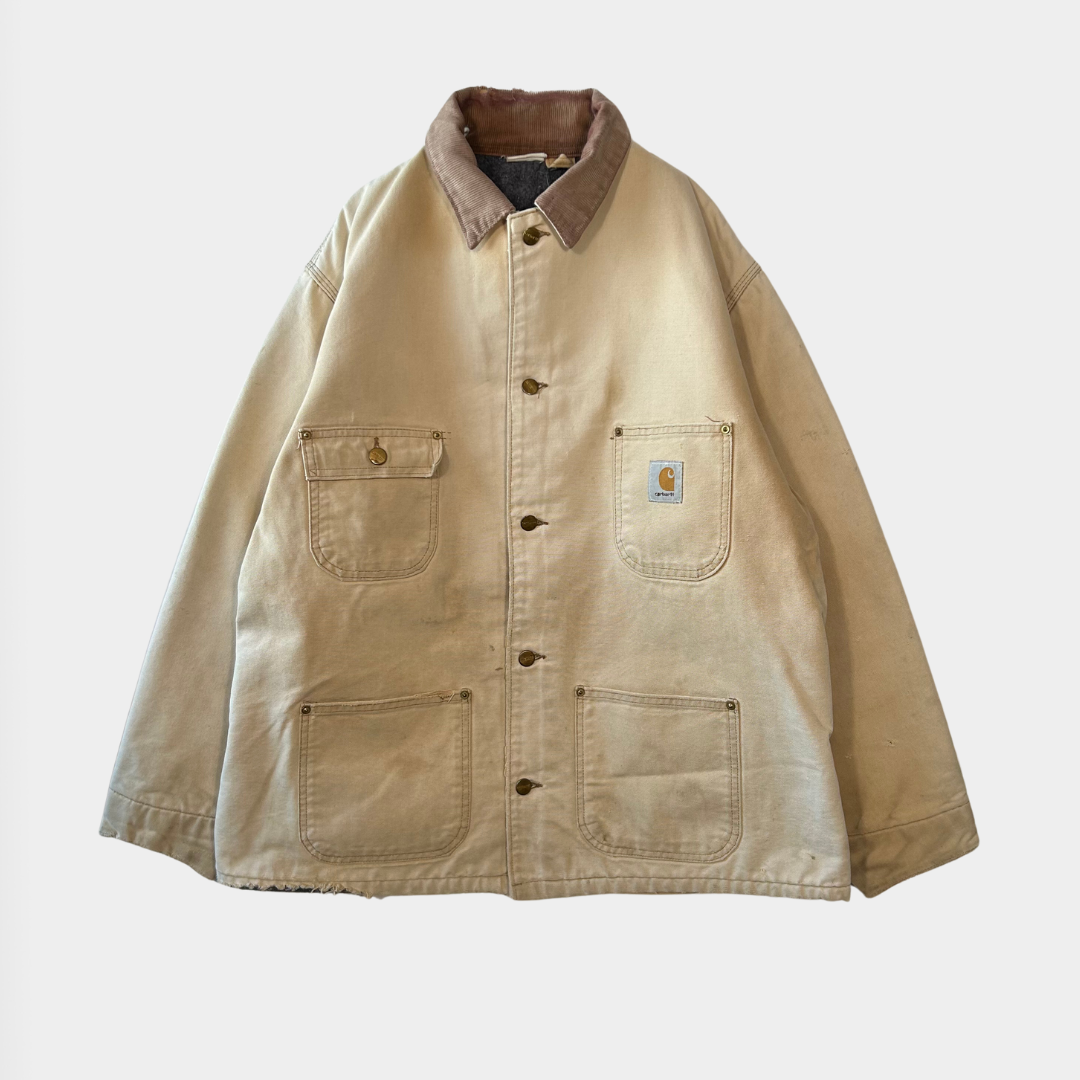 Carhartt チョアコート ベージュ ヴィンテージ USA製 90's Carhartt カーハート チョアコート フェード ベージュ