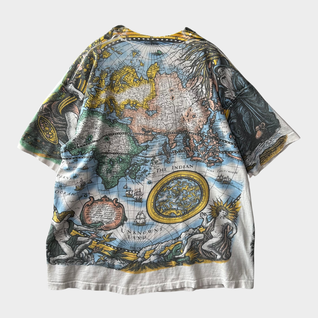 90's FRUIT OF THE ROOM 16世紀 世界地図 Tシャツ 白 (XL)/B2075T-SO