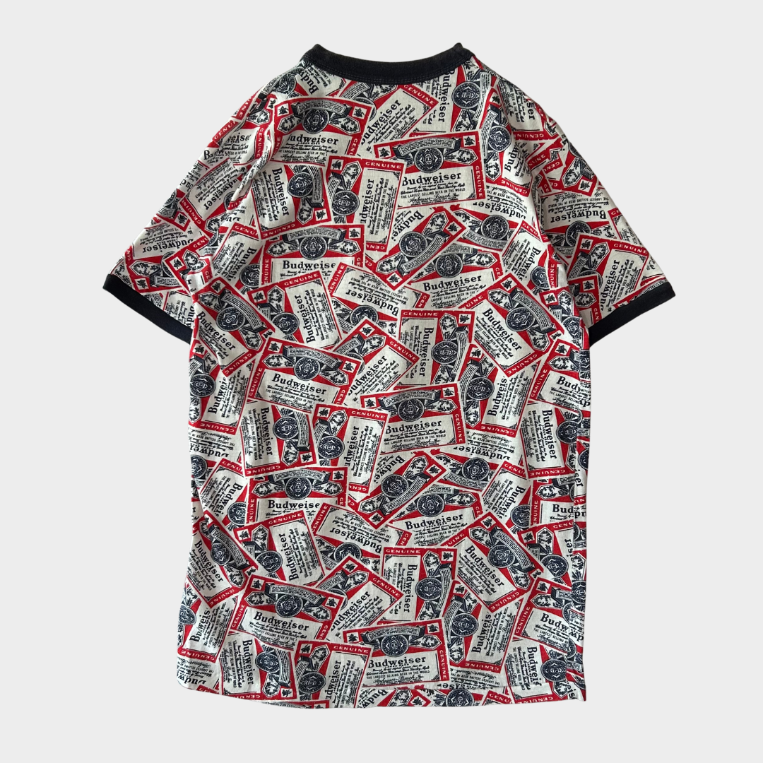 80's Sportswear Budweiser アルコール リンガーTシャツ 白赤青 (L)/A4051T-SO