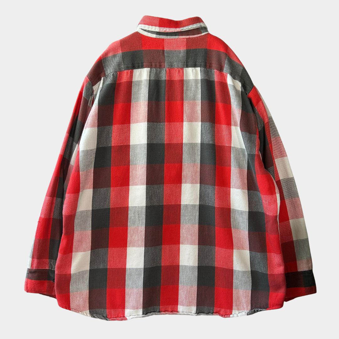 80's ALASKAN flannel shirt アラスカン ネルシャツ ブロック チェック 赤 グレー 白 (不明)/B2901SH-SO