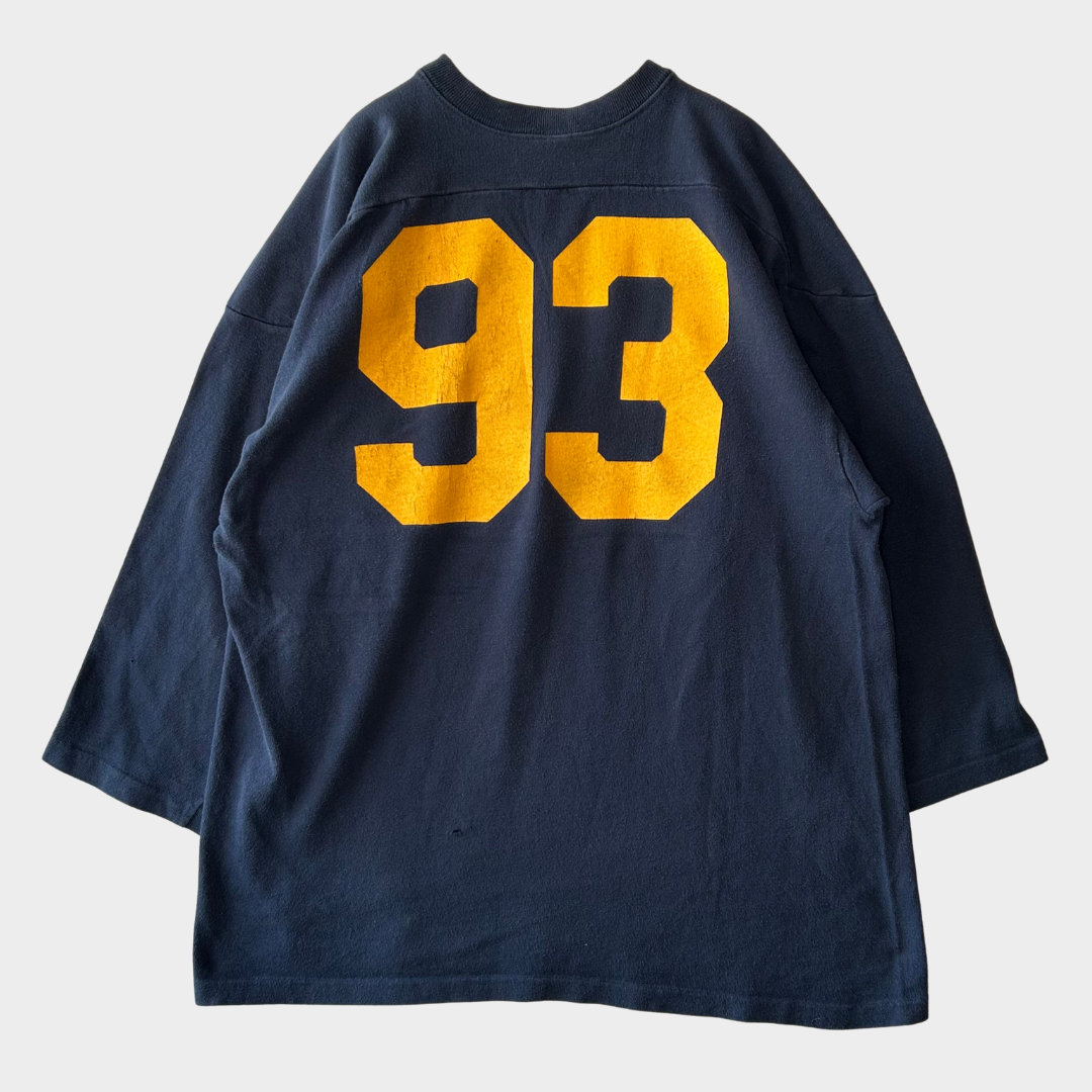 80's Champion NORTH DAME 93 フットボールTシャツ 紺 (XL)/A7216T-SO